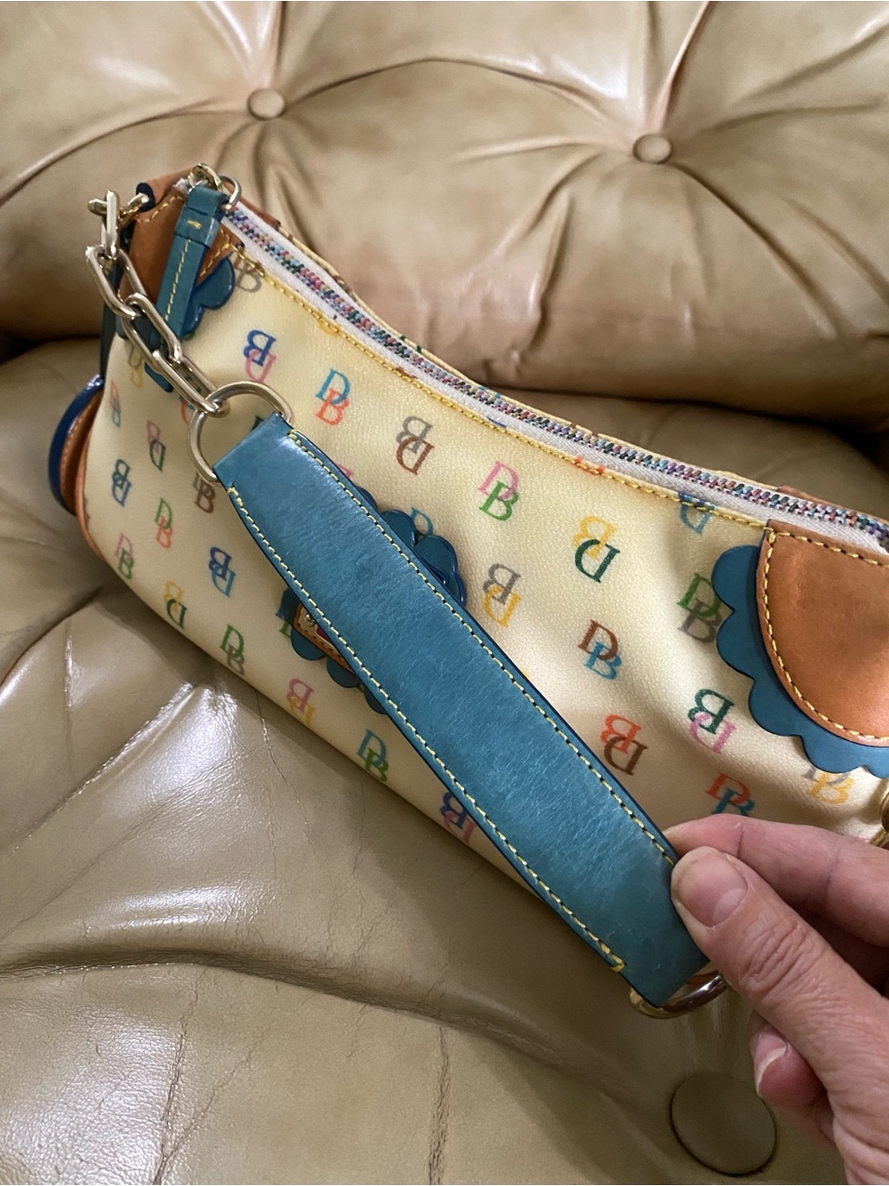 Vintage Dooney & Bourke Mini Handbag USA Pink Heart Rainbow - Picture 7 of 16